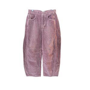 We The Free Good Luck Mid Ride Corduroy Pink Jeans Barrel Wide Leg Sz 25